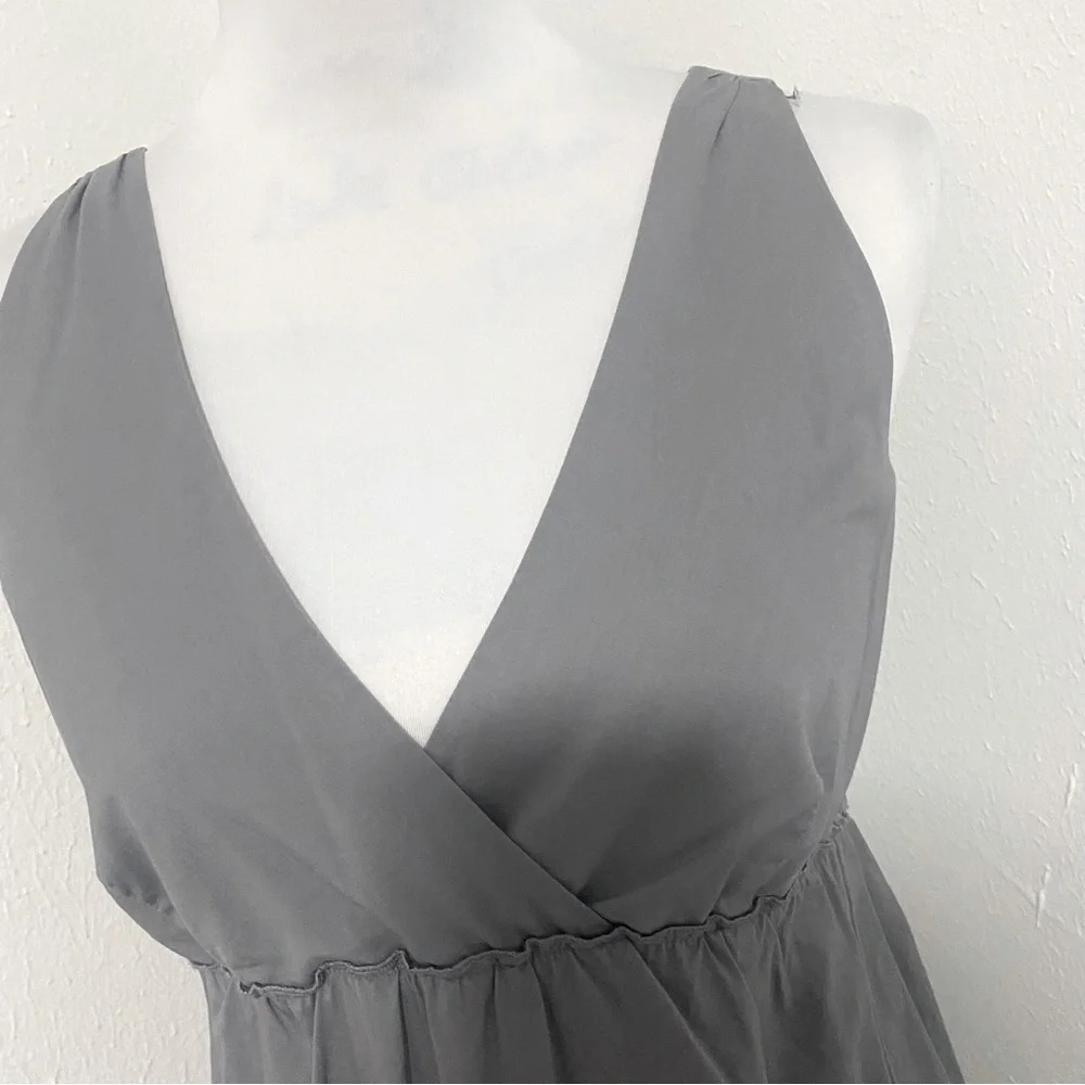 Gap Women’s Babydoll Sleeveless V-Neck Dress Size 4 Gray 100% Cotton Lightweight